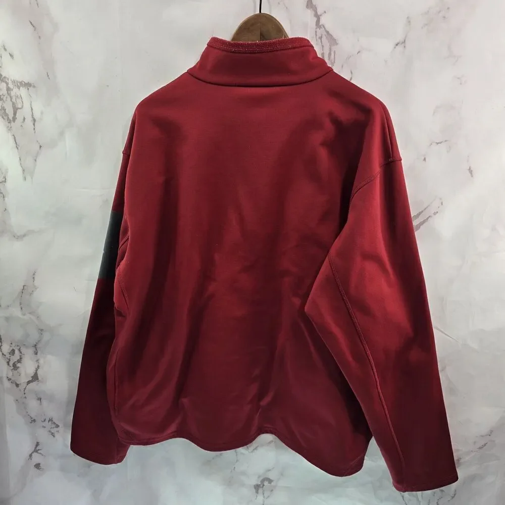 Cabelas Jacket Mens XL Red Quarter Zip Fleece Pullover Sweater Hoodless Mock